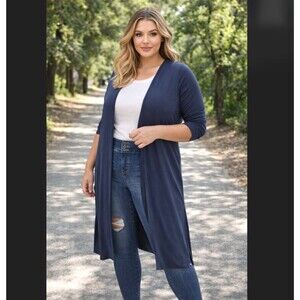 Torrid Studio Duster 1X 14 16 Knit Open Front Longline Cardigan Long Sleeve NWT